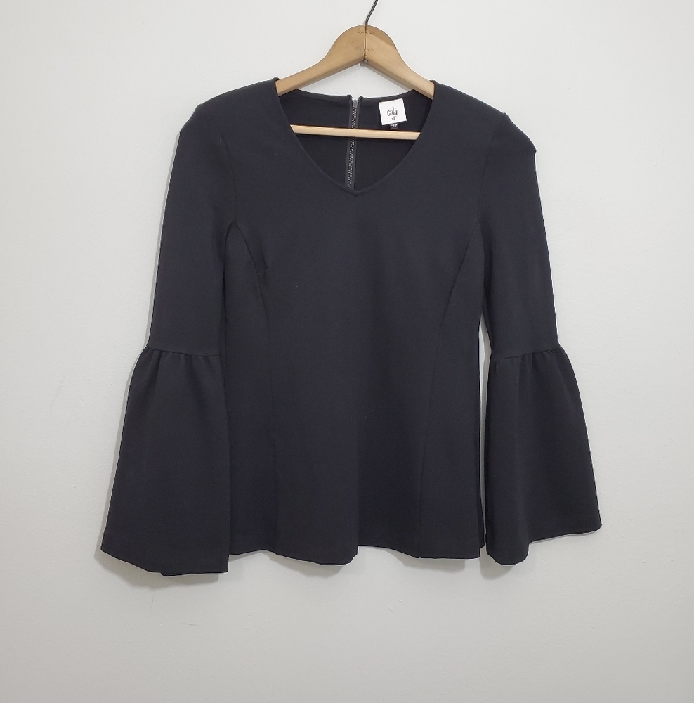 Cabi Solid Black "It's a Party" Bell Sleeve Top
